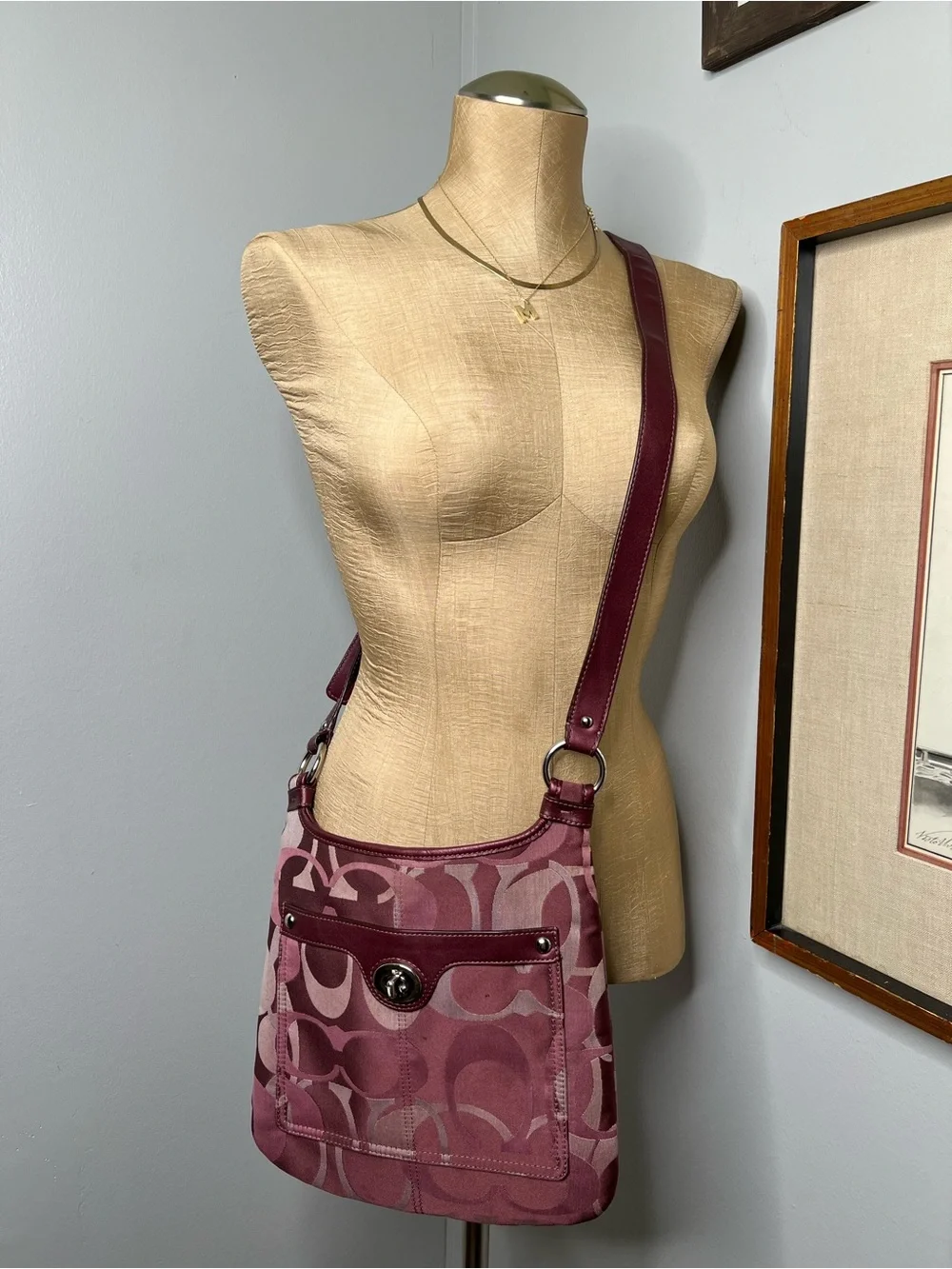 Coach Penelope Optic Signature Hippie Crossbody Bag in a purple/plum color